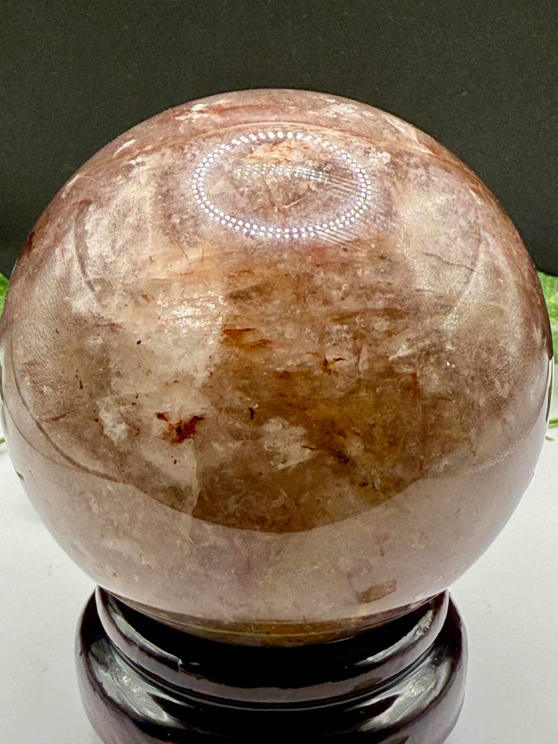 Rose Quartz crystal sphere for healing, meditation, and spiritual energy enhancement at The Goddess Haven. Perfect for creating a calming and positive environment.