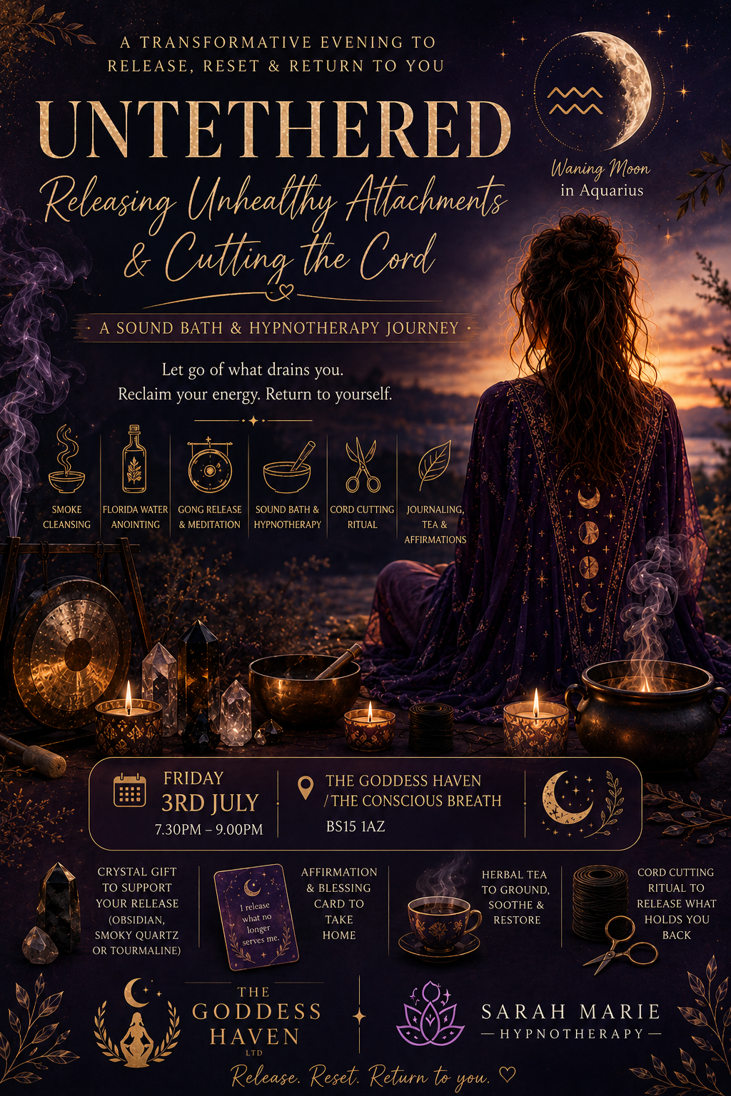 Untethered - A Sound Bath & Hypnotherapy Journey under the Waning Aquarius Moon