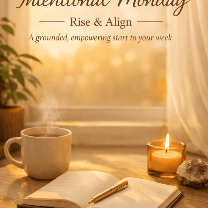 Relaxing morning ritual with coffee, candle, and journal promoting wellness, mindfulness, and self-care from The Goddess Haven.