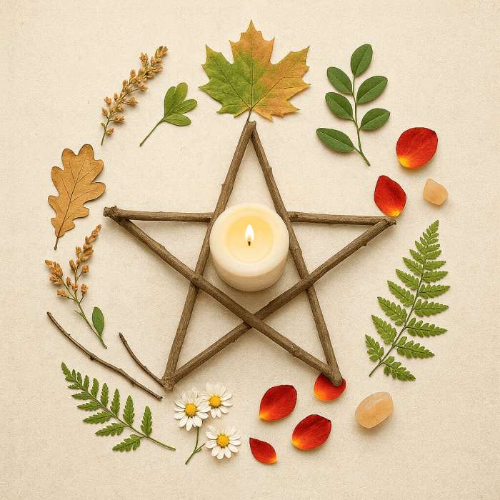 Calming aromatherapy candle with natural herbs and leaves for holistic healing and meditation. Perfect for relaxation and energy cleansing in wellness practices.